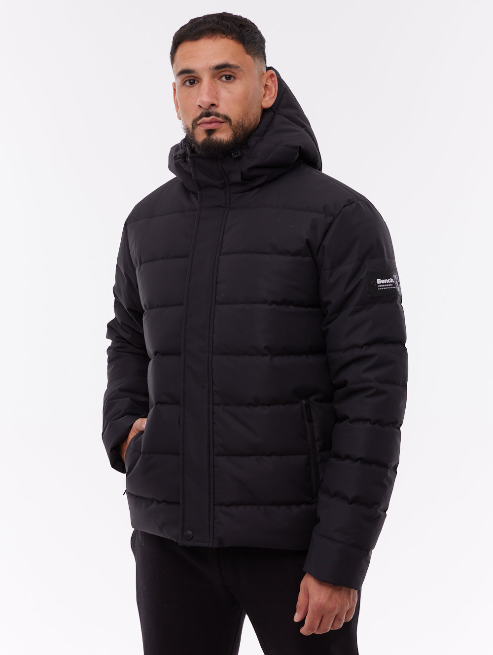 Evolo Hooded Puffer Jacket - Black