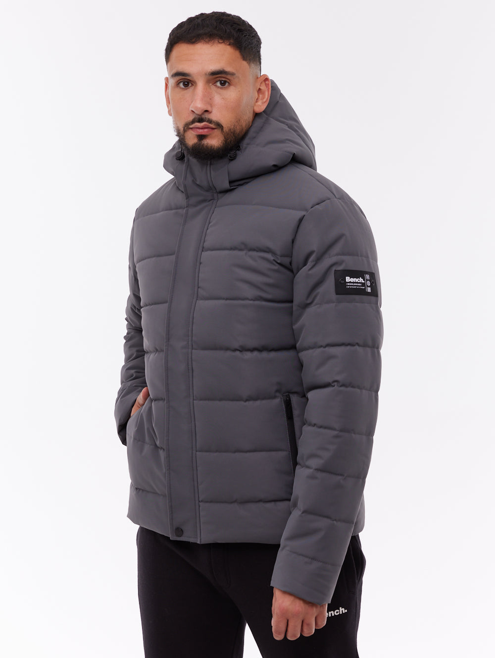 Evolo Hooded Puffer Jacket - Grey