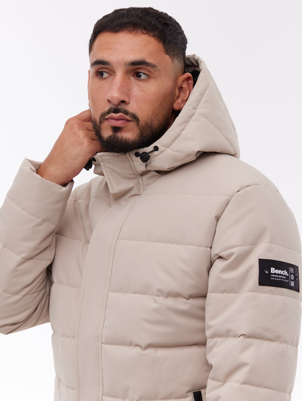 Evolo Hooded Puffer Jacket - Beige