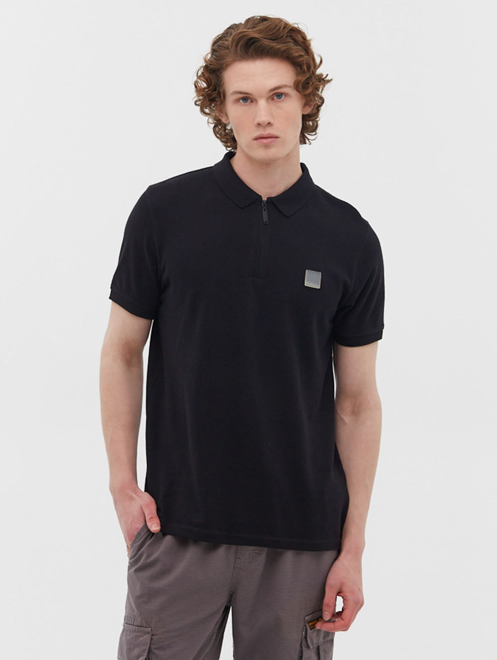 Rezkal Zippered Polo Shirt with Rubber Patch - BN2M126411