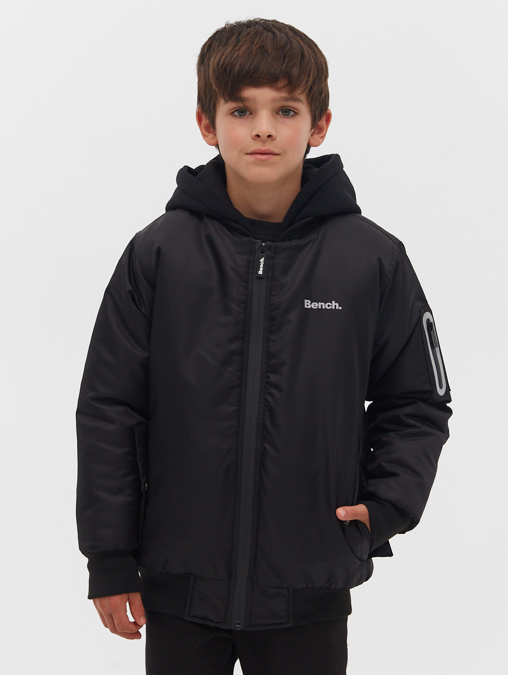 Boys Bomper Fleece Hood Bomber Jacket - BN3K123450