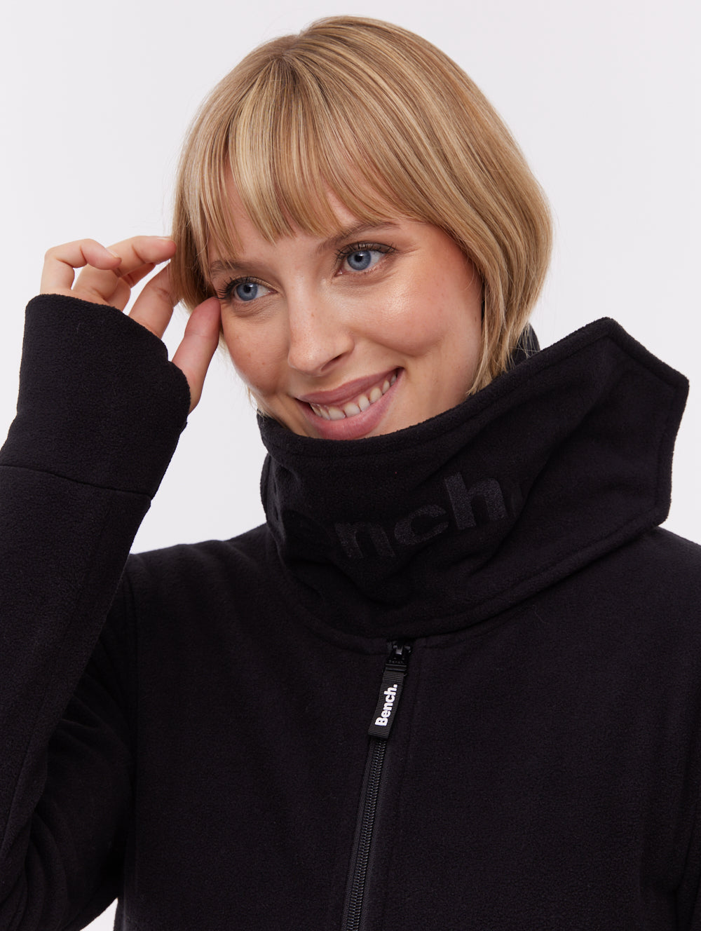 Bridgit Black BK001 Funnel Zips Microfleece Maxi Length Shot 1