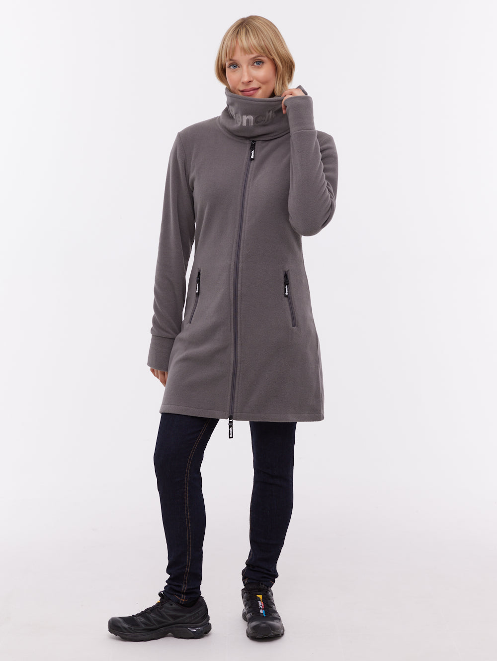 Bridgit Grey GY052 Funnel Zips Microfleece Maxi Length Shot 1