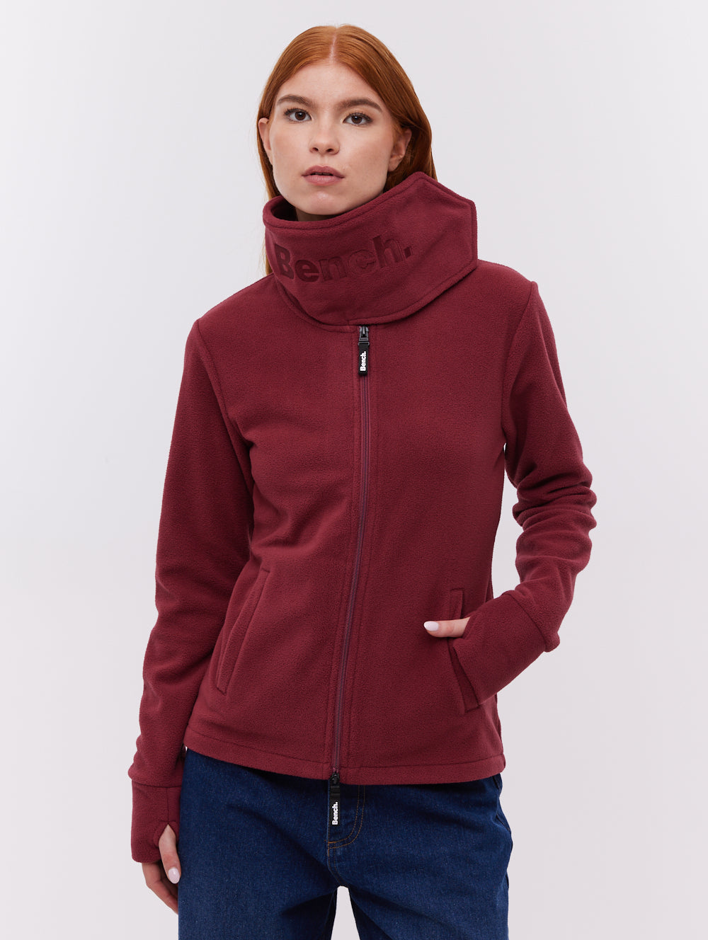 Heska chandail zippé à col croisé - Rouge