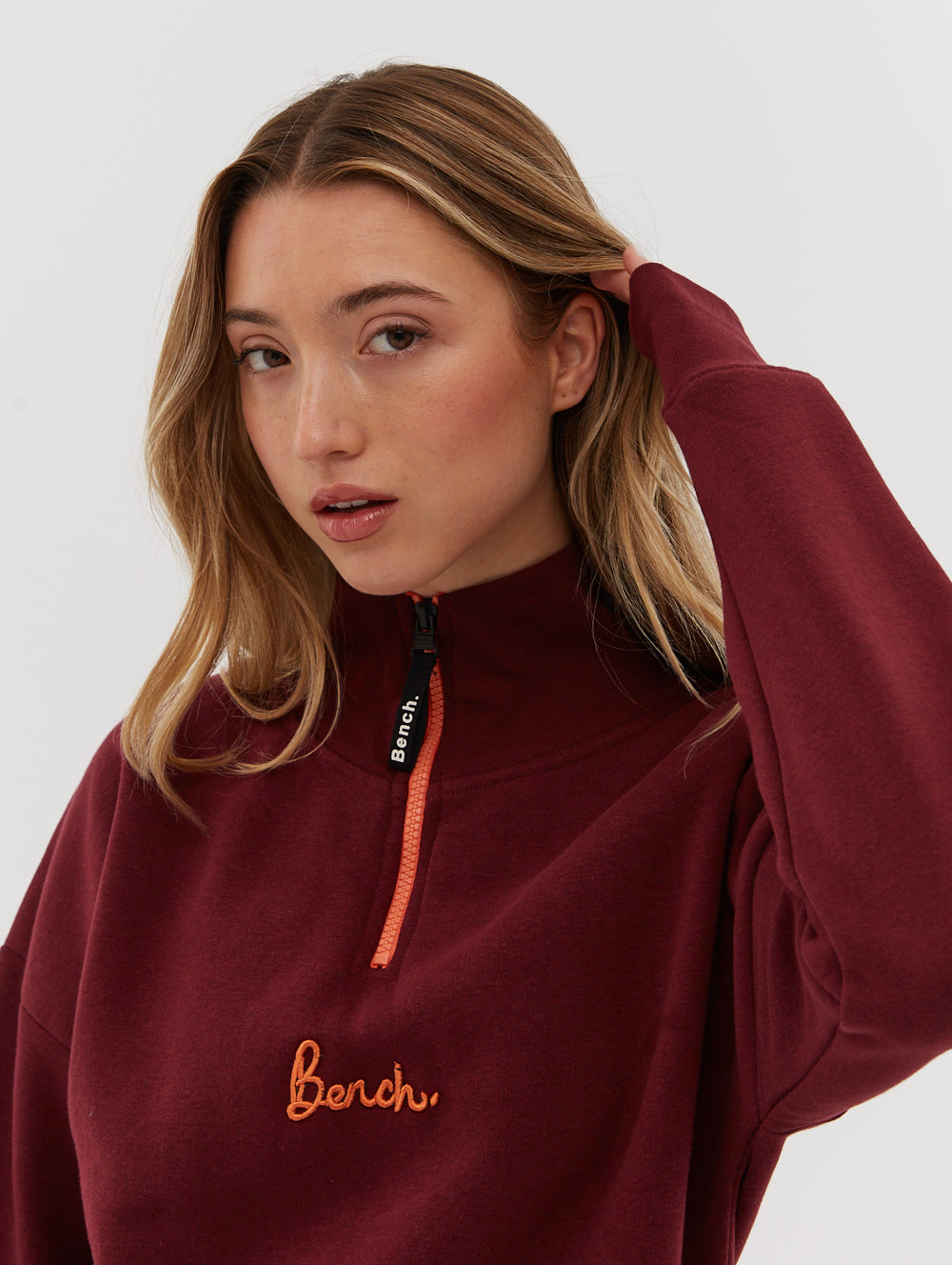 Rochelle Zip Mock Neck Crop Sweatshirt