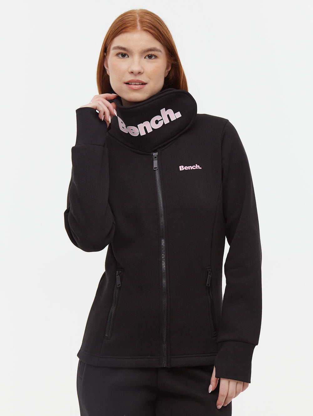 Heve bubbly Tweed black ヘイブ Haylo Wrap Neck Zip-Up - Black - Bench