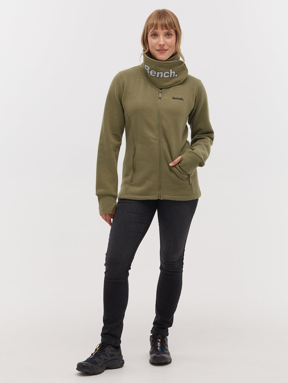 Haylo Wrap Neck Zip-Up