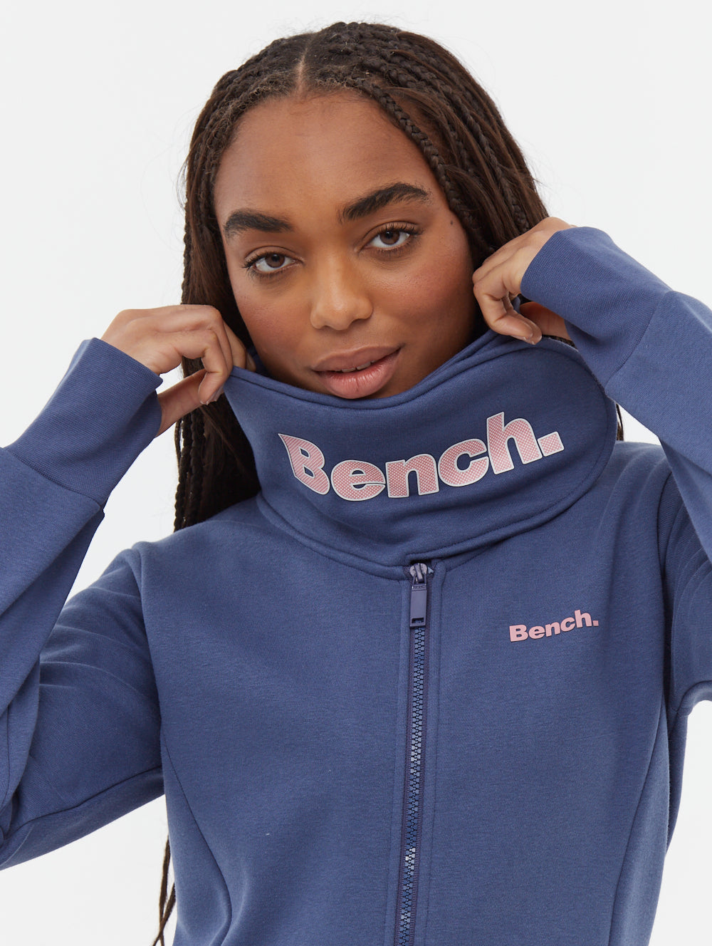 Haylo Wrap Neck Zip-Up - Bench