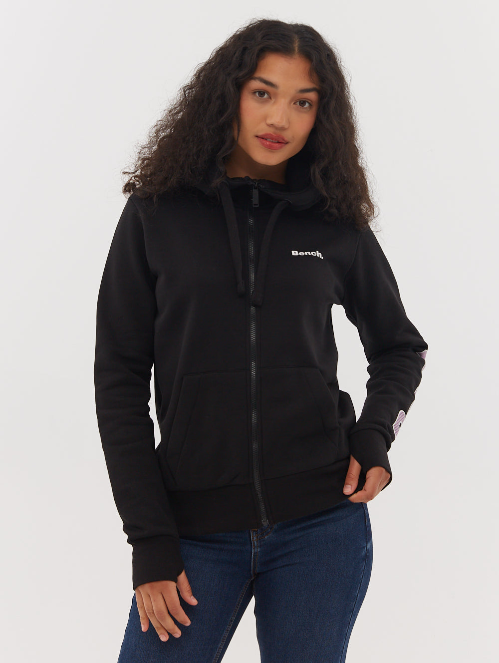 Darcine Zip-Up Hoodie with Sleeve Logo