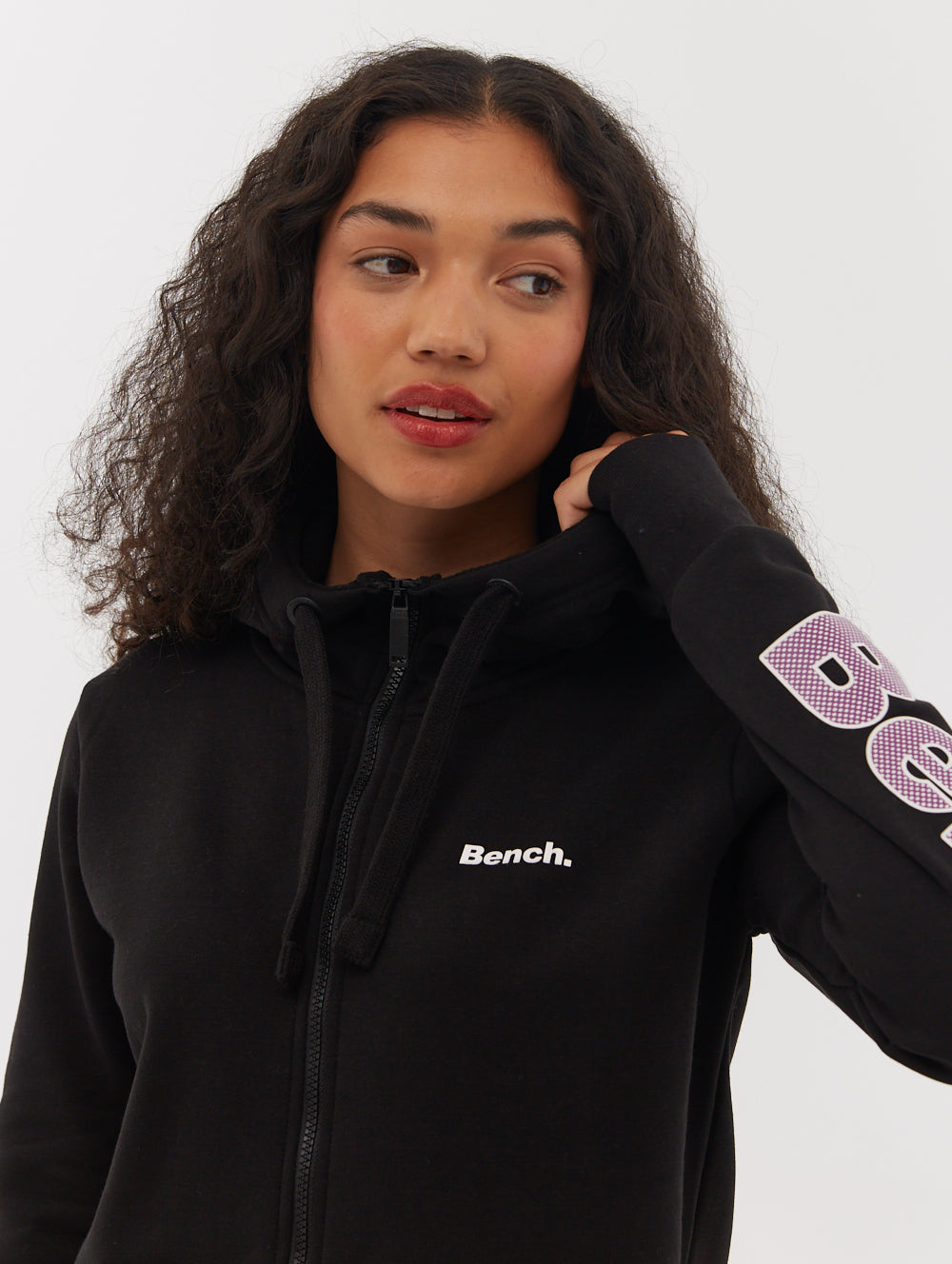 Darcine Zip-Up Hoodie with Sleeve Logo