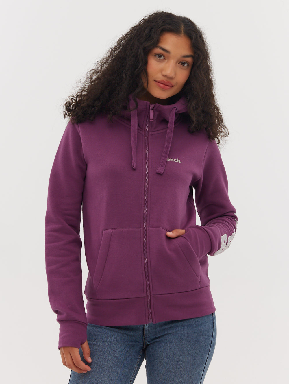 Darcine Zip-Up Hoodie with Sleeve Logo