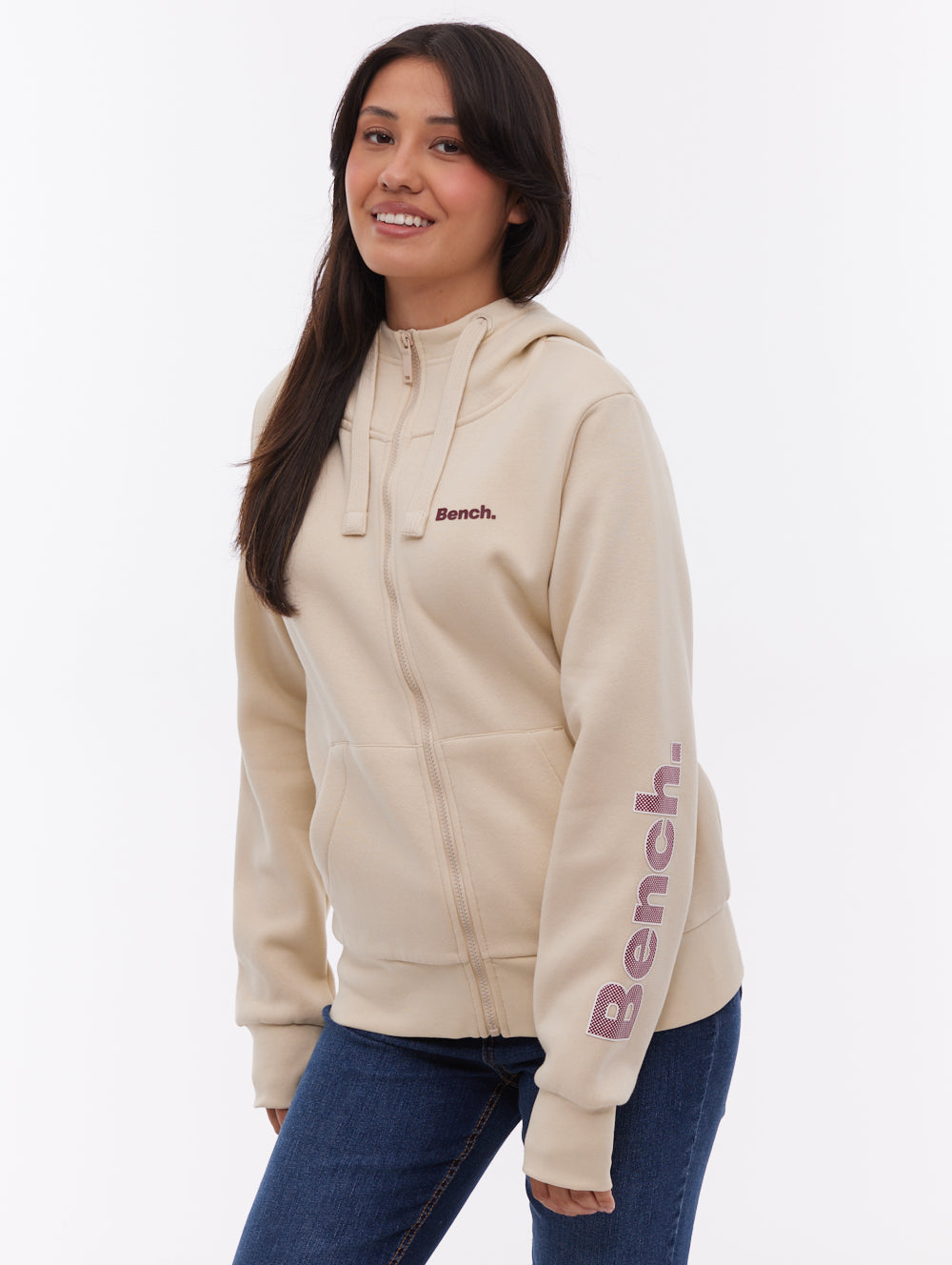 Darcine chandail à capuchon zippé avec logo manche - Blanc