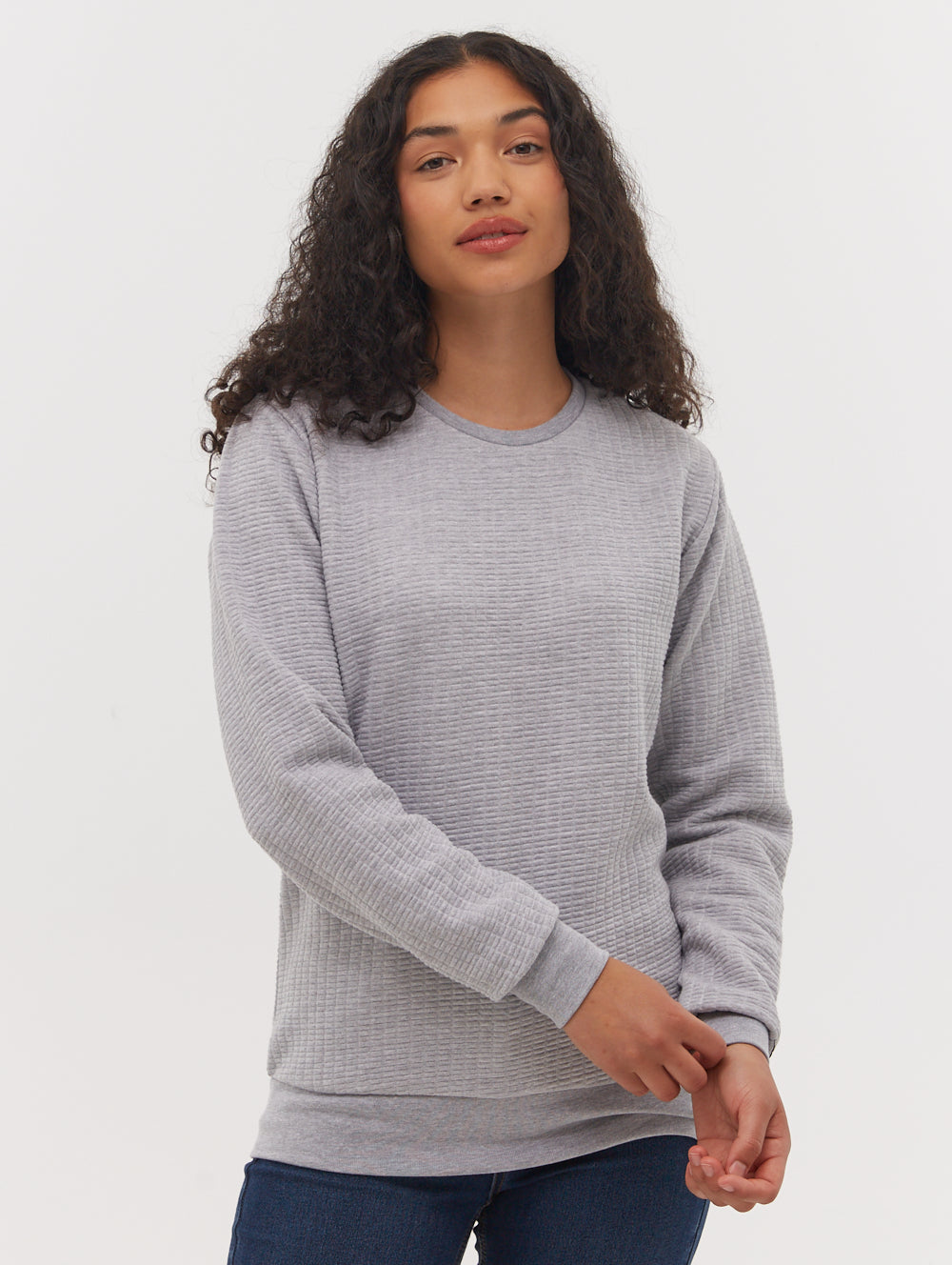 Afra Quilted Crew Neck Sweatshirt