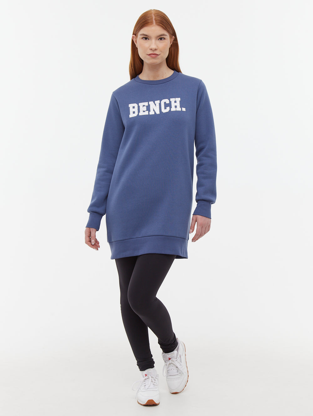 Urlenne Collegiate Logo Crew Neck Longline Sweatshirt - Blue - Bench