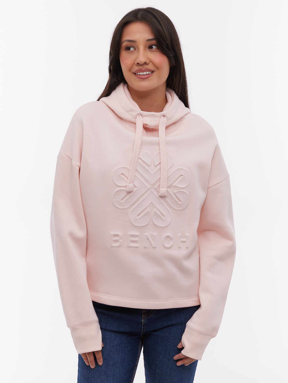 Elaina chandail à capuchon avec logo en relief - Rose