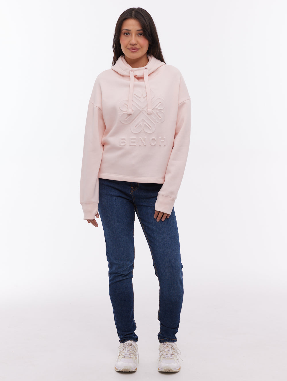 Elaina chandail à capuchon avec logo en relief - Rose