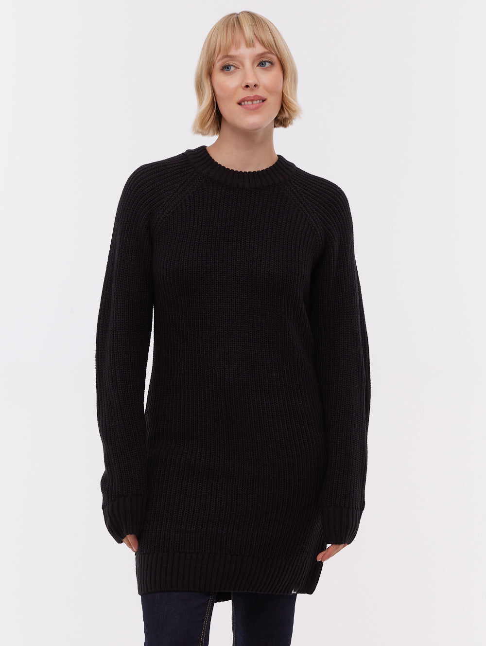 Karlie robe chandail en tricot côtelé - Noir