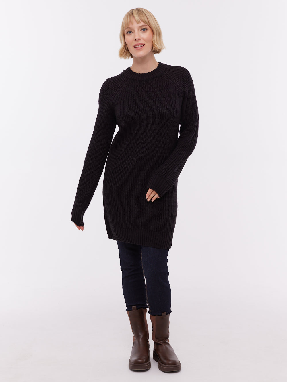 Karlie robe chandail en tricot côtelé - Noir