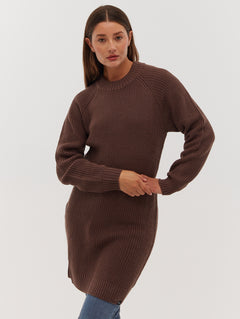 Karlie Rib Knit Sweater Dress - Brown - Bench