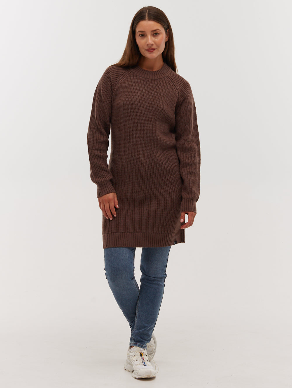 Karlie Rib Knit Sweater Dress - Brown - Bench Karlie Rib Knit Sweater Dress - Brown - Bench