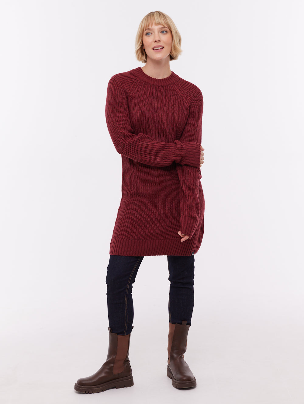 Karlie robe chandail en tricot côtelé - Rouge