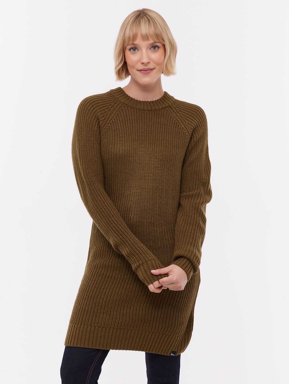 Karlie Rib Knit Sweater Dress - Green - Bench Karlie Rib Knit Sweater Dress - Green - Bench