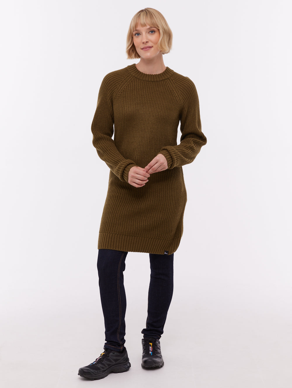 Karlie Rib Knit Sweater Dress - Green - Bench Karlie Rib Knit Sweater Dress - Green - Bench