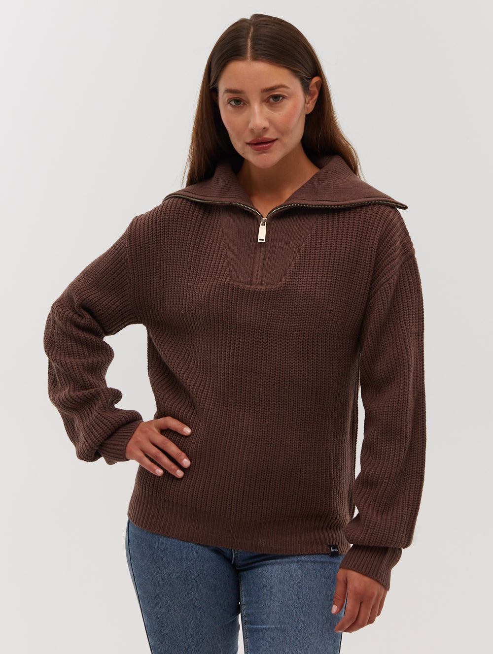 Thurynn Oversize Zippered Funnel Sweater