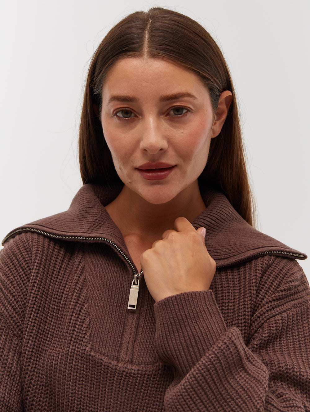 THURYNN Brown Knits 1/4 Zips Shot 1