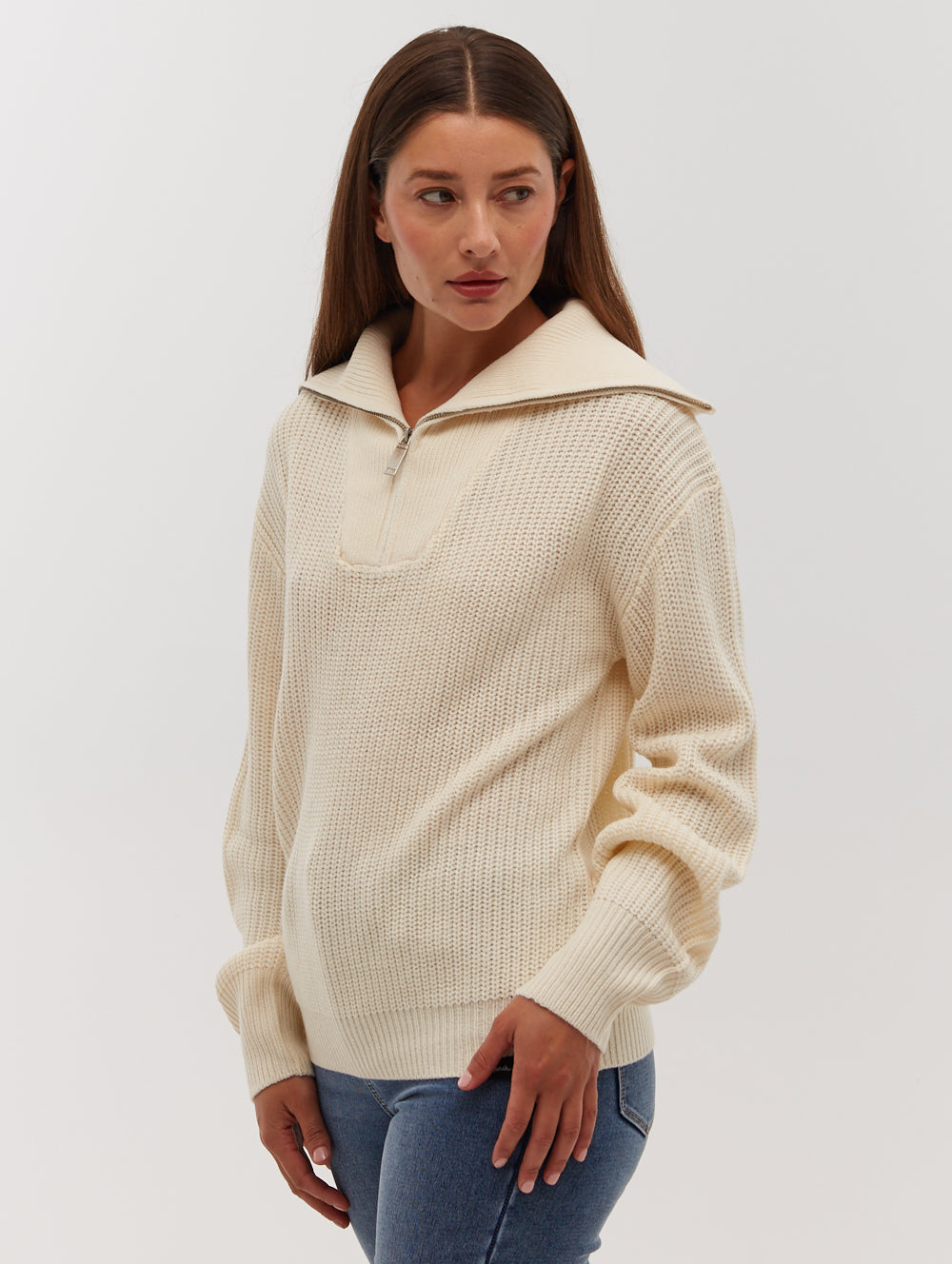 Thurynn Oversize Zippered Funnel Sweater