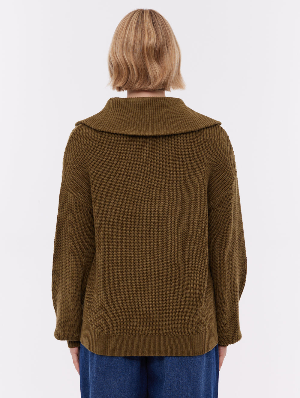 Thurynn Oversize Zippered Funnel Sweater - Green - Bench