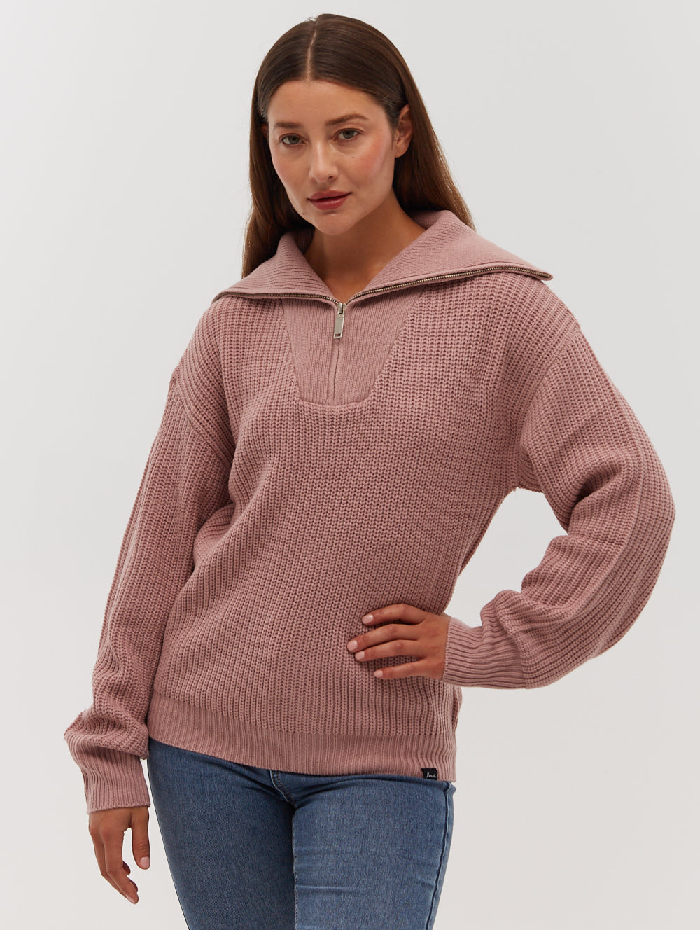 Thurynn Oversize Zippered Funnel Sweater