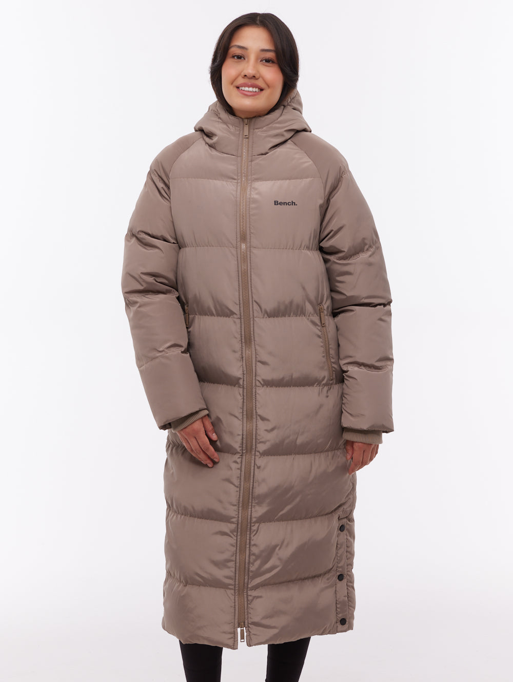 Ryelle manteau long matelassé à capuchon - Brun