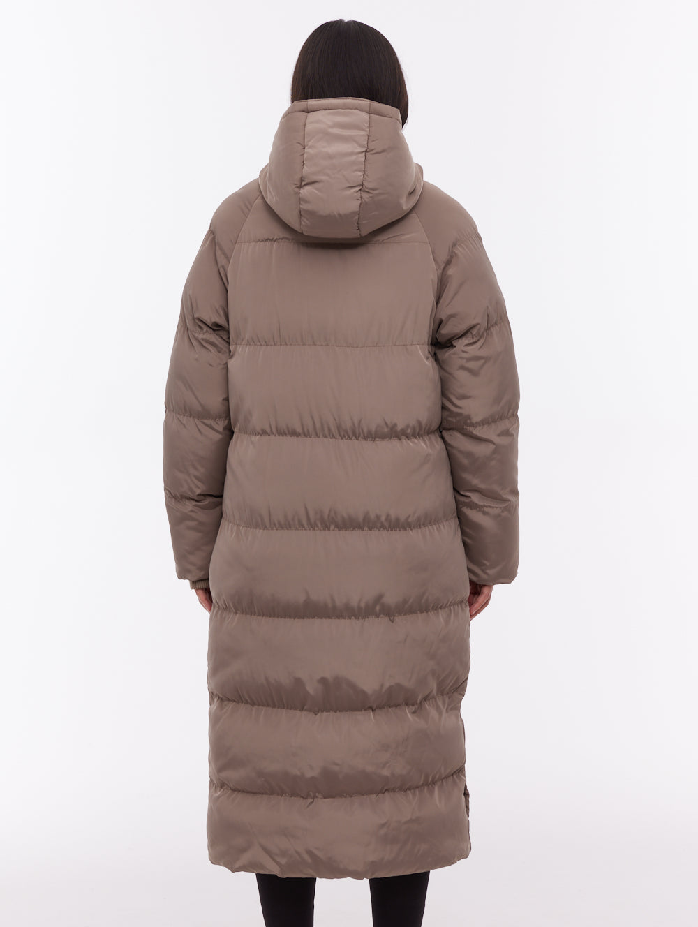 Ryelle manteau long matelassé à capuchon - Brun