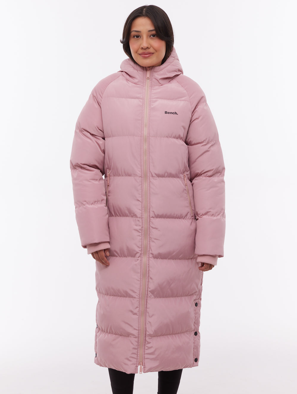 Ryelle manteau long matelassé à capuchon - Rose
