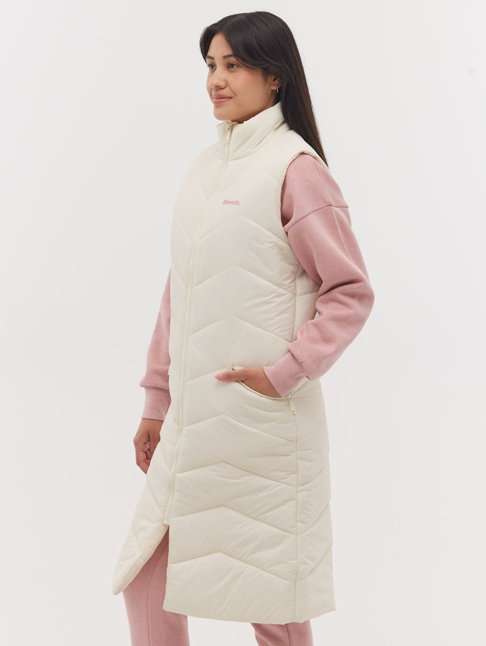 Torra Chevron Quilted Maxi Vest