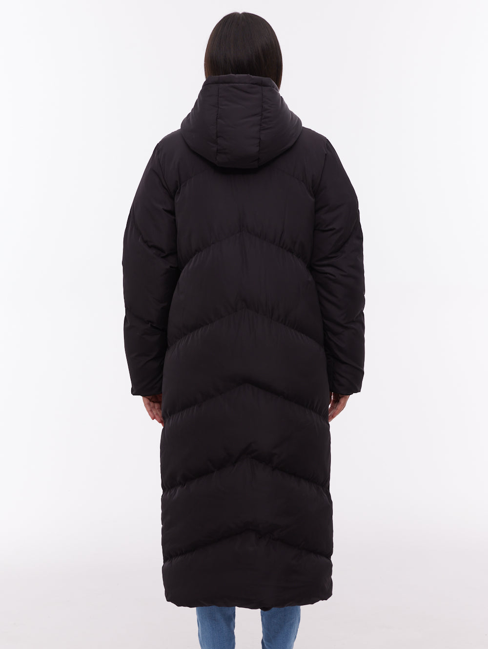 Eloraina parka matelassé maxi à chevrons - Noir