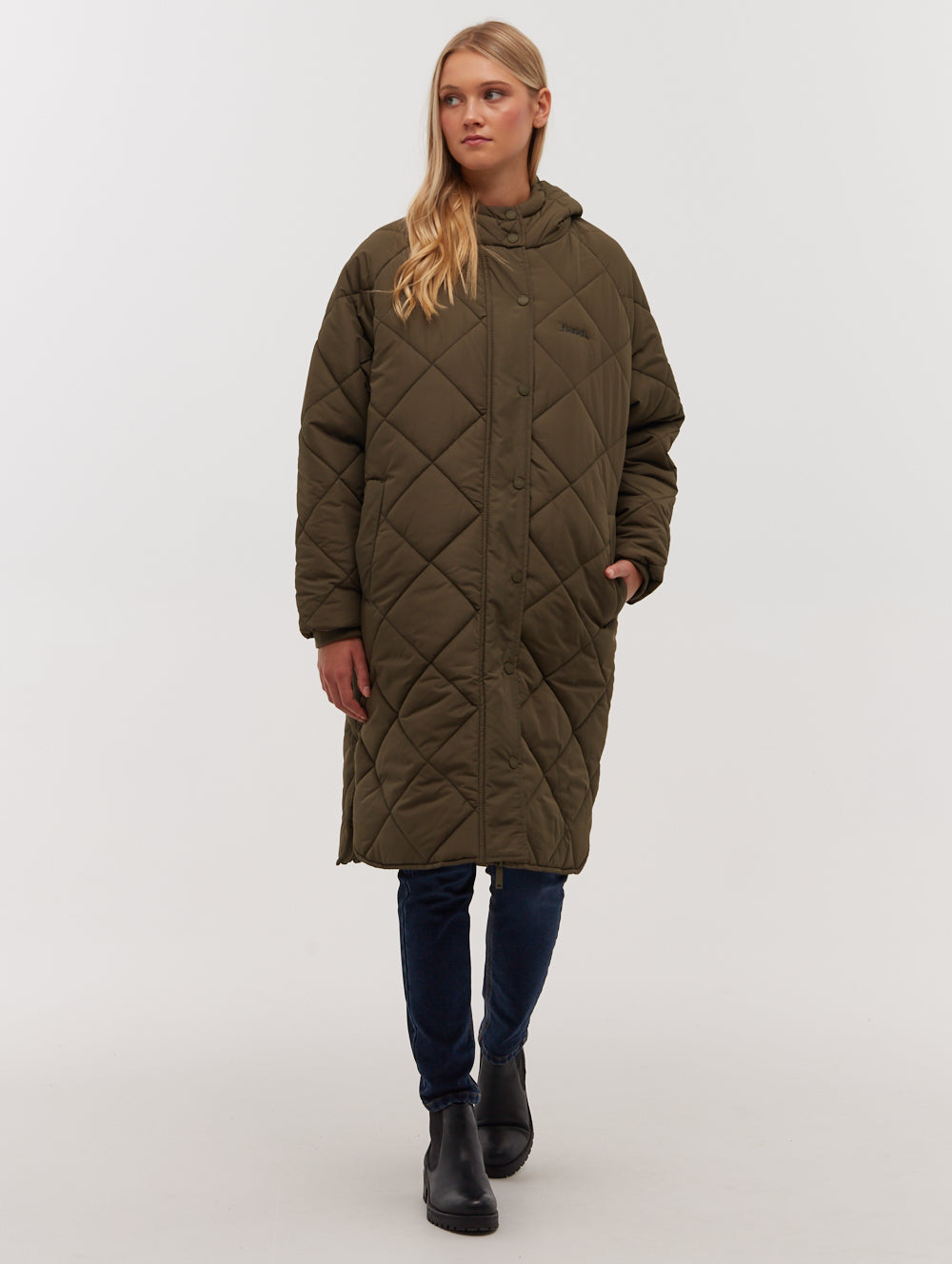 Genie Diamond Quilted Midi Parka