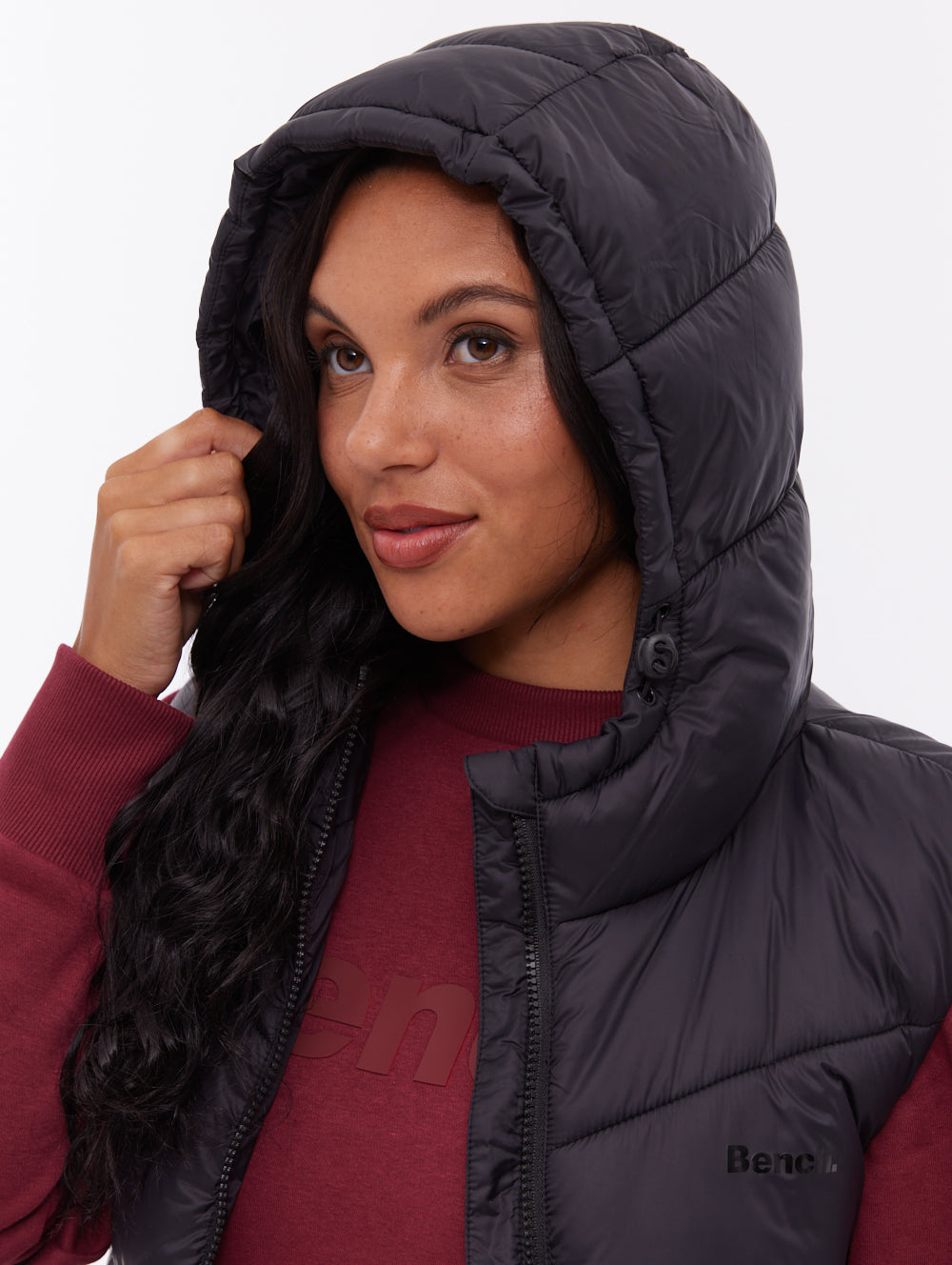 ILLY Black BK001 Outerwear Vests Long With Hood Shot 1