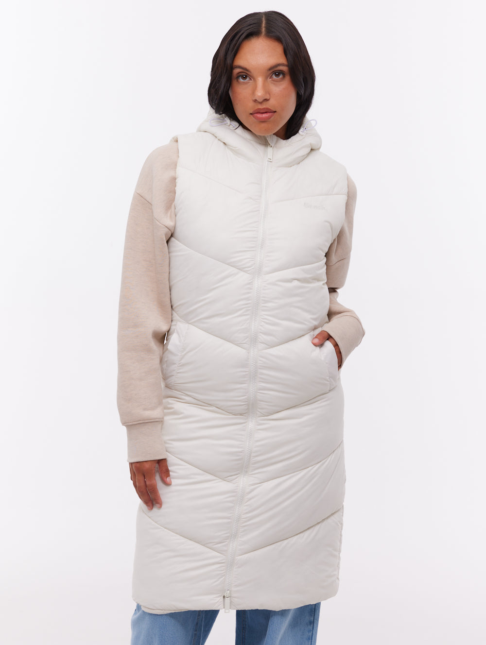 ILLY White Outerwear Vests Long With Hood Shot 1