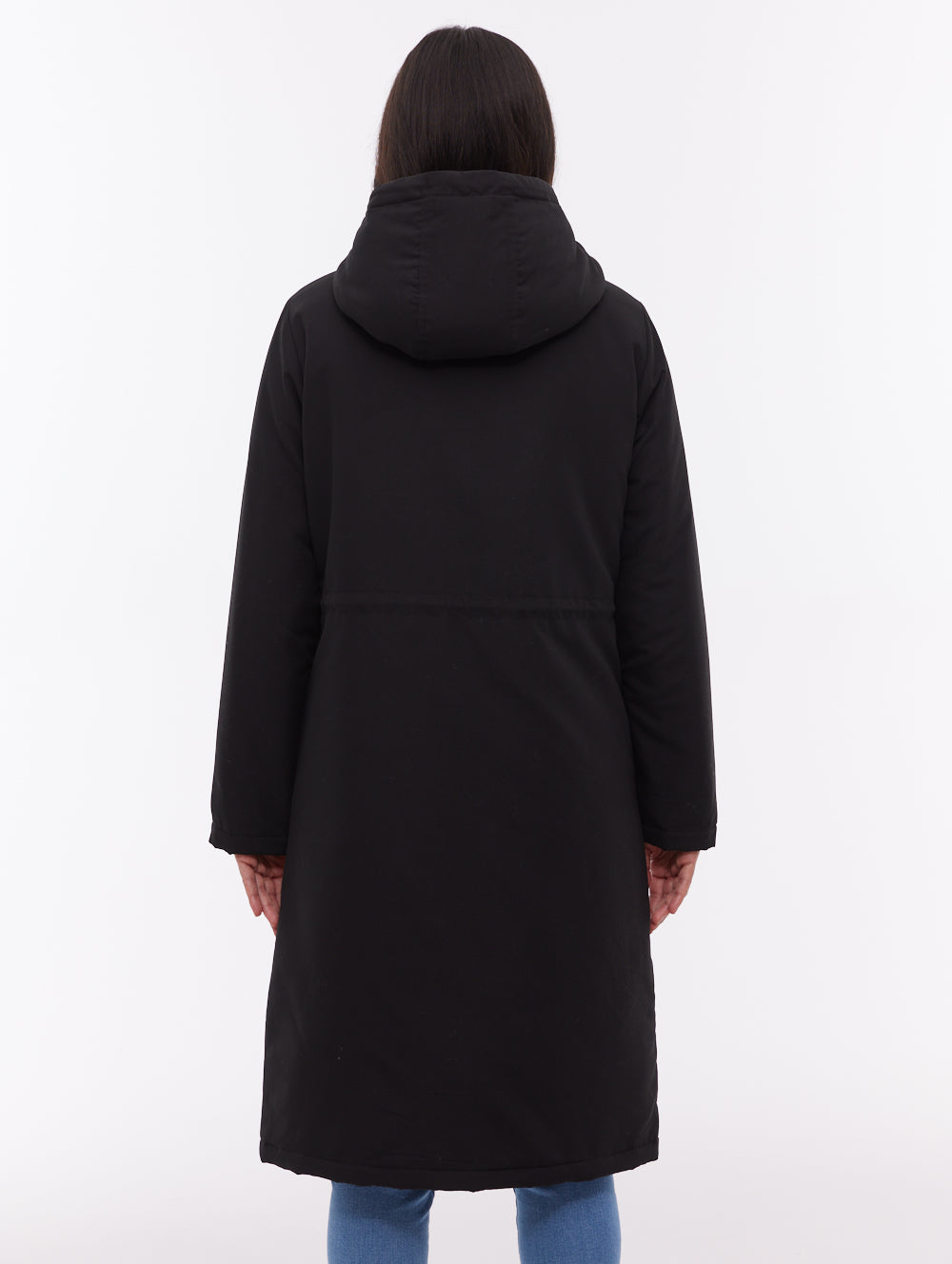 Sari manteau long matelassé à capuchon - Noir