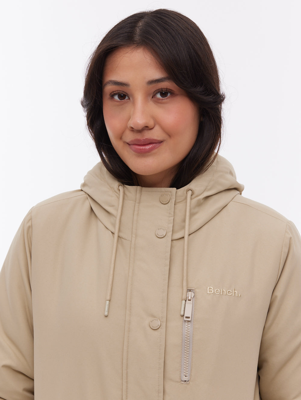 Sari manteau long matelassé à capuchon - Beige