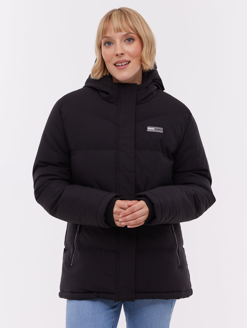 Fina parka matelassé à capuchon - Noir