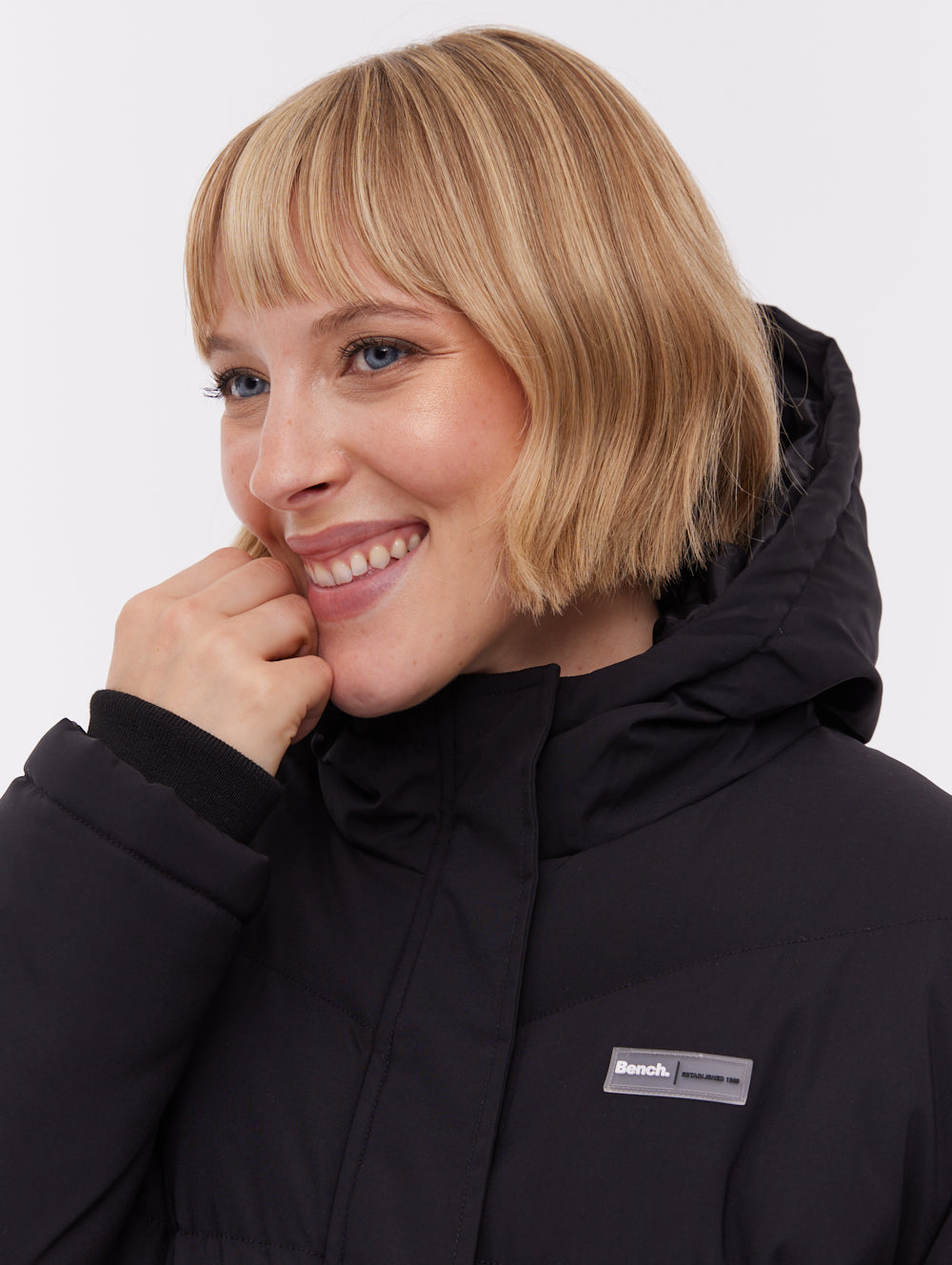 Fina parka matelassé à capuchon - Noir