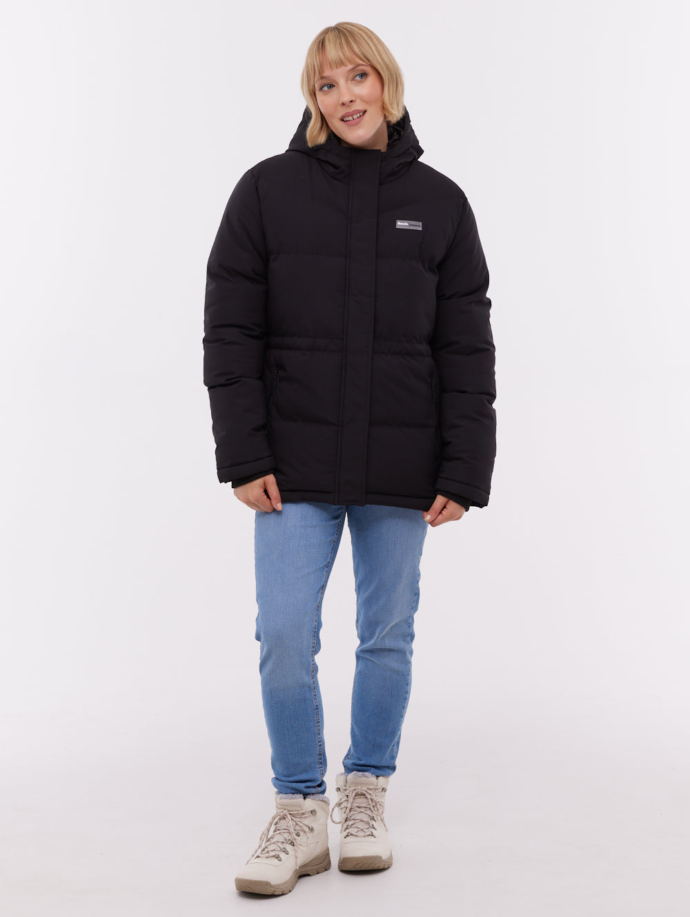 Fina parka matelassé à capuchon - Noir