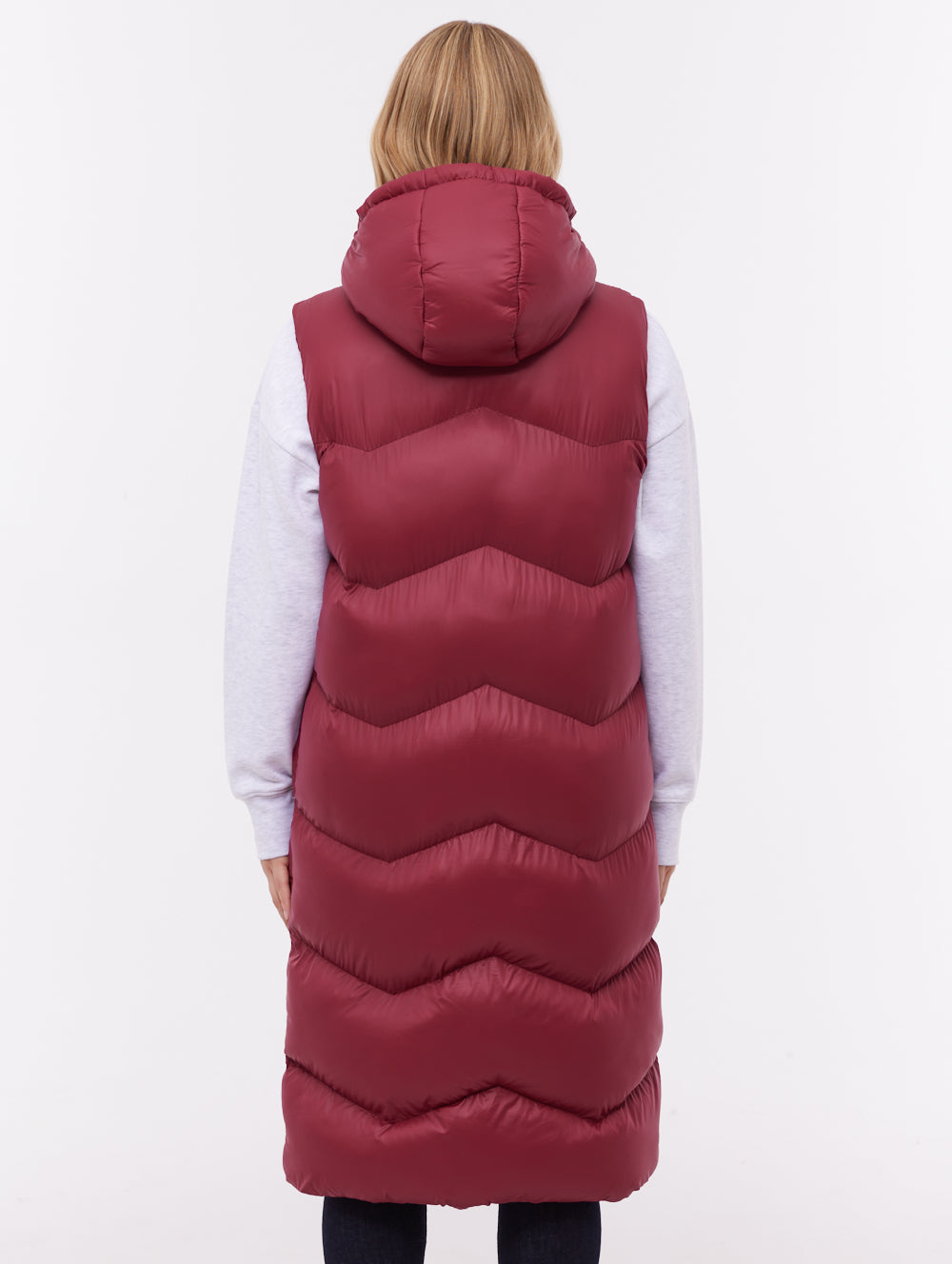 Saz veste longue sans manches à capuchon - Rouge