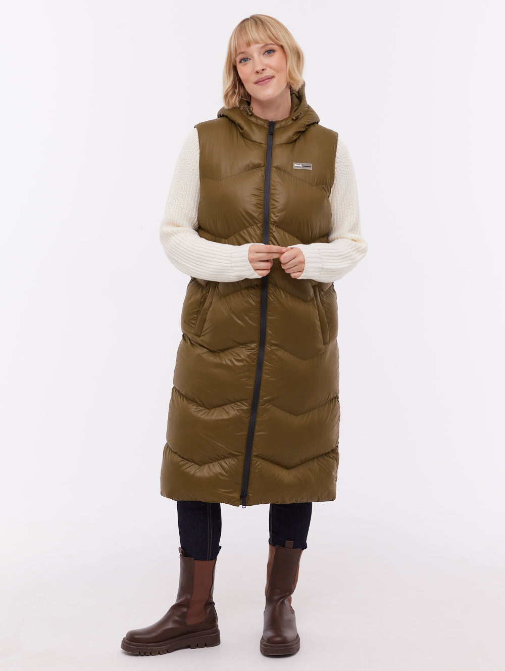 Saz veste longue sans manches à capuchon - Vert