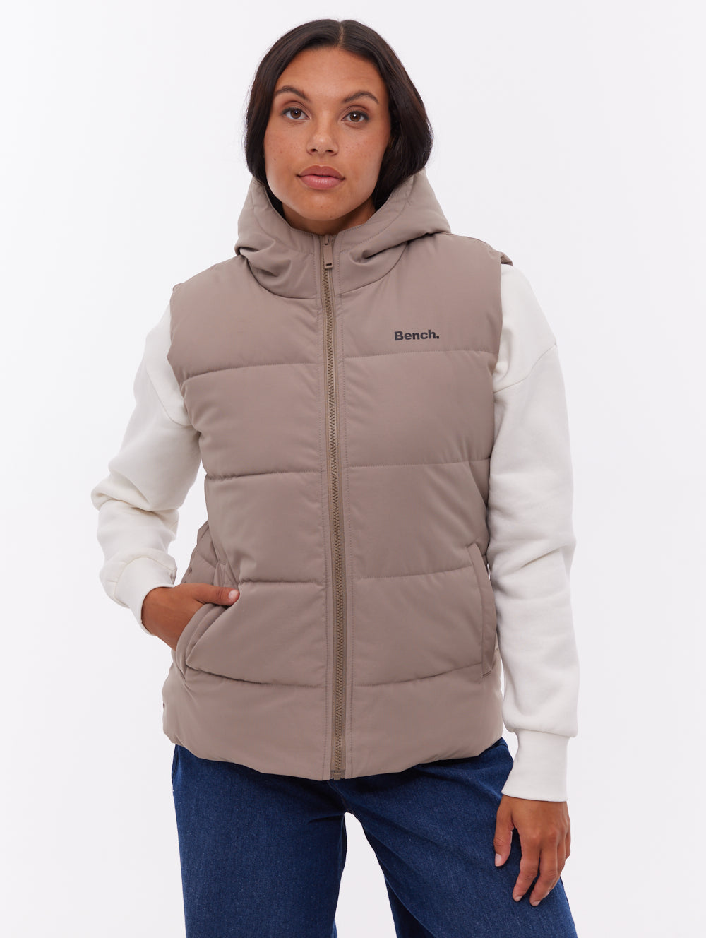 Hollew veste sans manches à capuchon - Brun