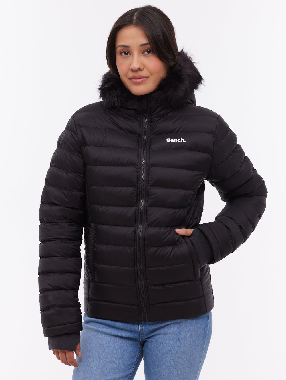 Mal Black BK001 Outerwear Jackets With Faux Fur Hood Shot 1