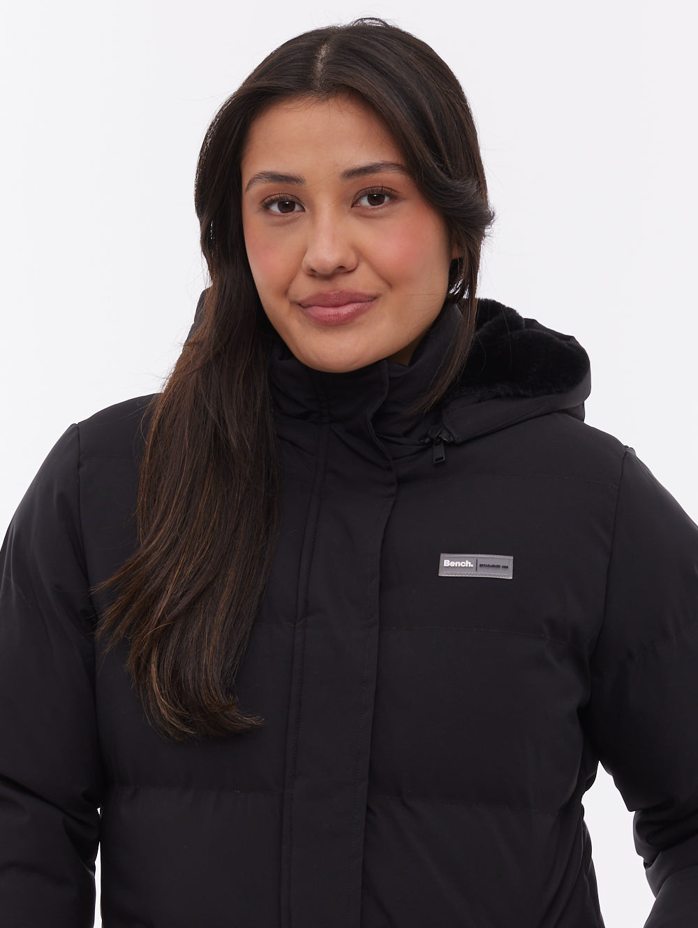Atha Black BK001 Outerwear Jackets With Faux Fur Hood Shot 1